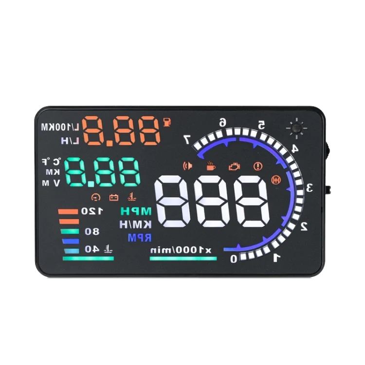 A8 5.5 inch Car OBDII HUD Warning System Vehicle-mounted Head Up Display Projector with LED, Support Fuel Consumption & Over Speed Alarm & Water Temperature & Fault Diagnosis - Image 2