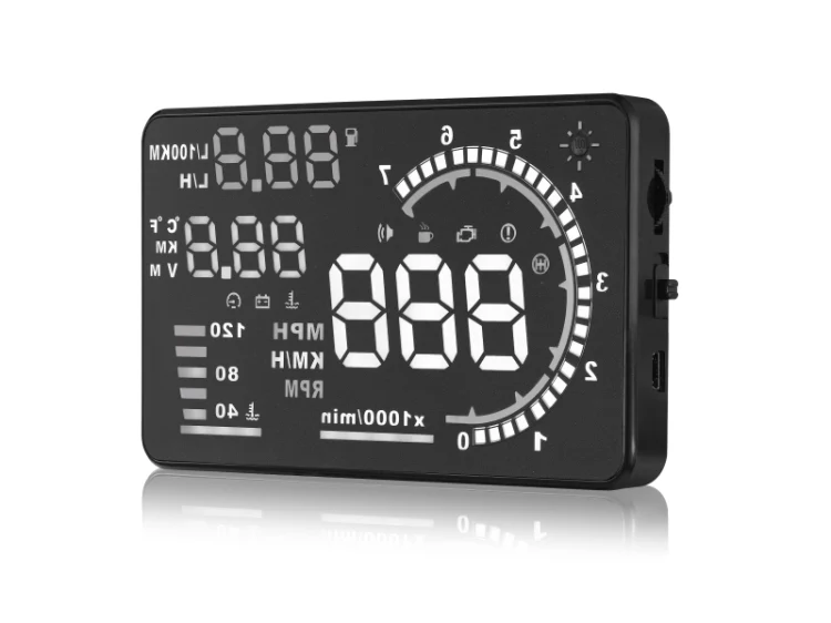 A8 5.5 inch Car OBDII HUD Warning System Vehicle-mounted Head Up Display Projector with LED, Support Fuel Consumption & Over Speed Alarm & Water Temperature & Fault Diagnosis - Image 3