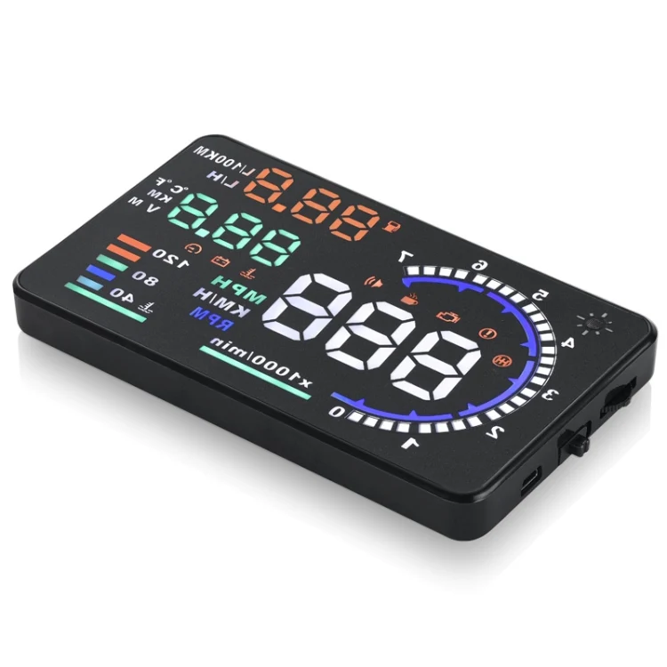 A8 5.5 inch Car OBDII HUD Warning System Vehicle-mounted Head Up Display Projector with LED, Support Fuel Consumption & Over Speed Alarm & Water Temperature & Fault Diagnosis - Image 4
