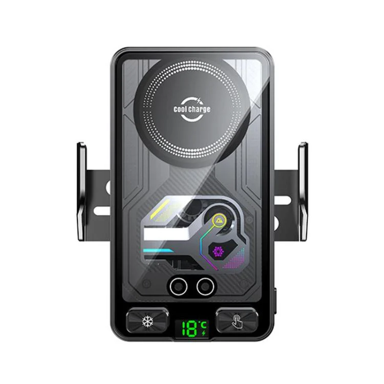 A8 Cooling Wireless Charger Car Air Outlet Holder With Digital display screen(Black) - Image 2
