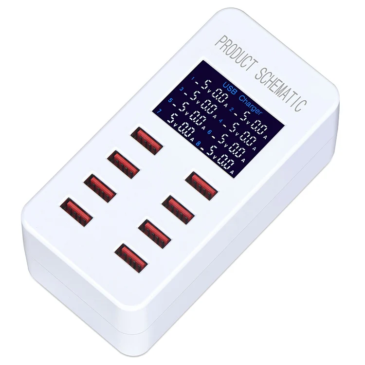 A8B 50W 8 Ports USB Smart Charging Station with Digital Display, Plug:AU Plug - Image 2