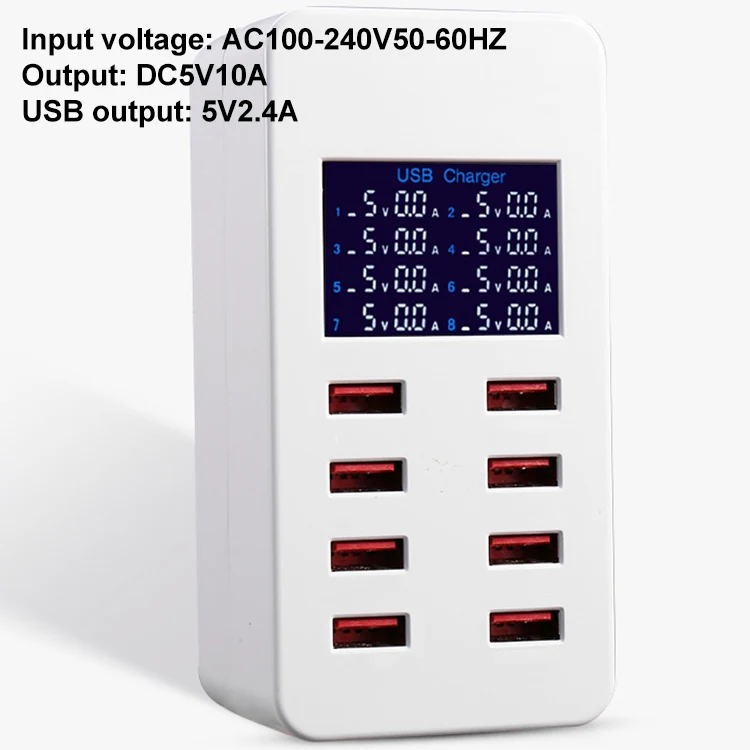 A8B 50W 8 Ports USB Smart Charging Station with Digital Display, Plug:AU Plug - Image 3