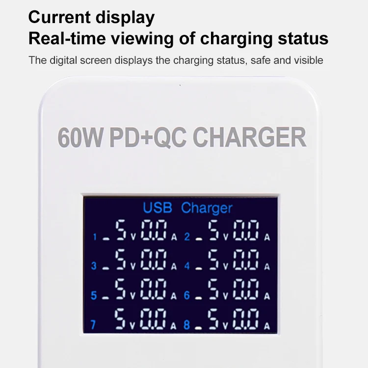 A8B 50W 8 Ports USB Smart Charging Station with Digital Display, Plug:AU Plug - Image 4