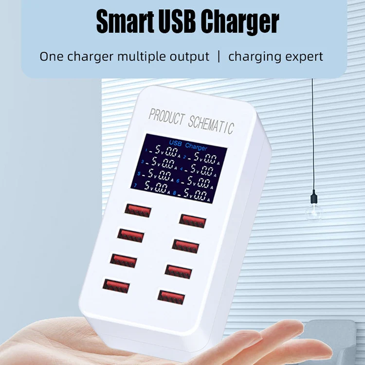 A8B 50W 8 Ports USB Smart Charging Station with Digital Display, Plug:EU Plug - Image 6