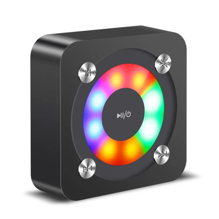 A9 Portable Bluetooth Stereo Speaker with Built-in MIC & Light, Support Hands-free Calls & TF Card & AUX IN, Bluetooth Distance: 10m(Black)