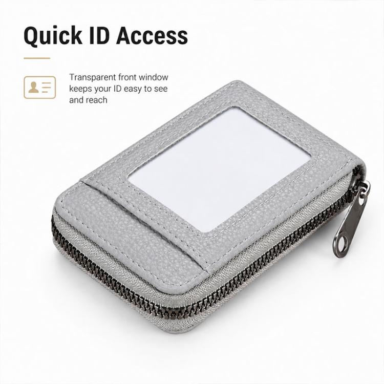 Accordion Multi-card Slot PU Leather Zipper Card Bag(Grey) - Image 6