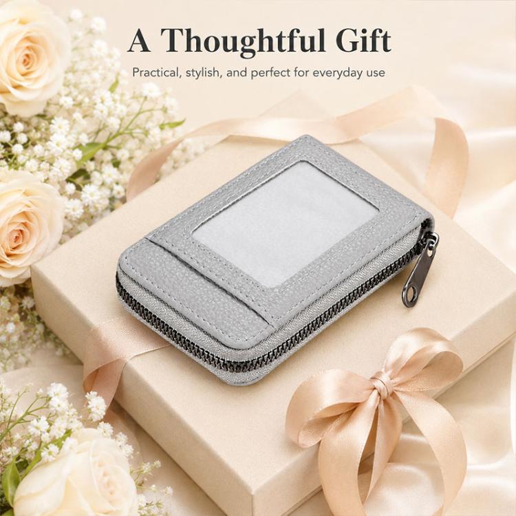 Accordion Multi-card Slot PU Leather Zipper Card Bag(Grey) - Image 8