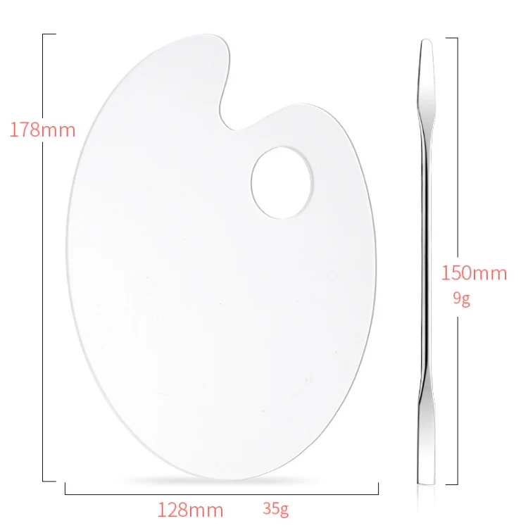 Acrylic Makeups Manicure Transparent Palette With Color Stick, Specification: Elliptical Plate+Stick - Image 3