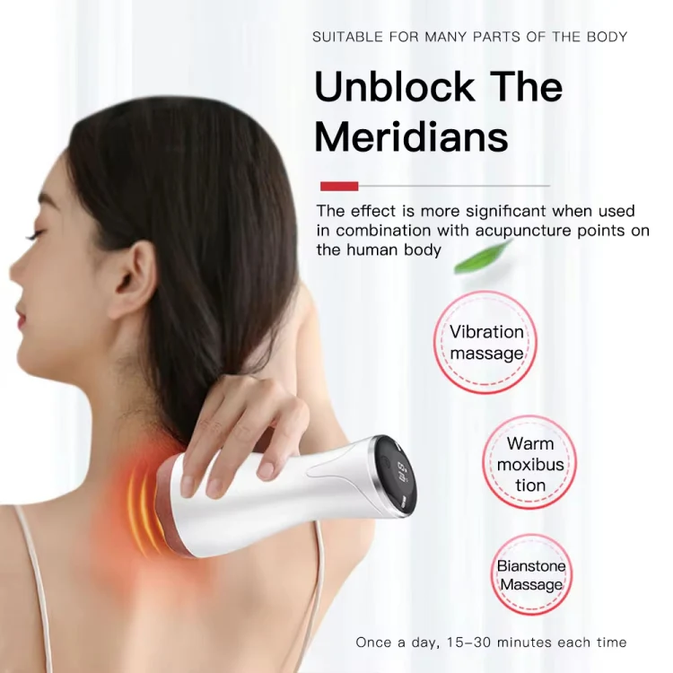Acupuncture Stone Electric Hot Compress Vibrating Massager Whole Body Universal 9-speed Adjustable Gua Sha Apparatus(Black) - Image 2
