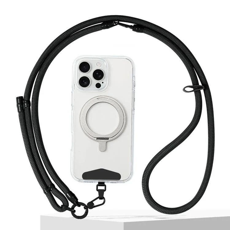Adjustable 3-in-1 Braided Cell Phone Lanyard(Black)