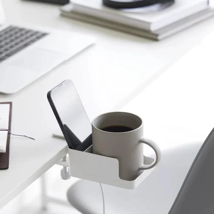 Adjustable Clamp-On Desktop Cup Holder Organizer For Phone, Remote, Plants, Water Bottle(Black) - Image 2