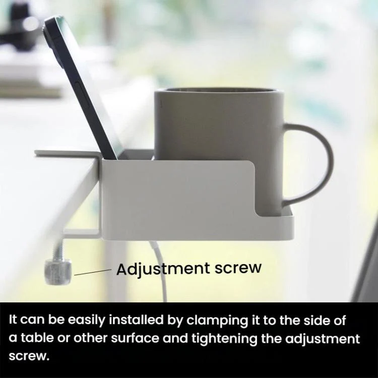 Adjustable Clamp-On Desktop Cup Holder Organizer For Phone, Remote, Plants, Water Bottle(Black) - Image 5