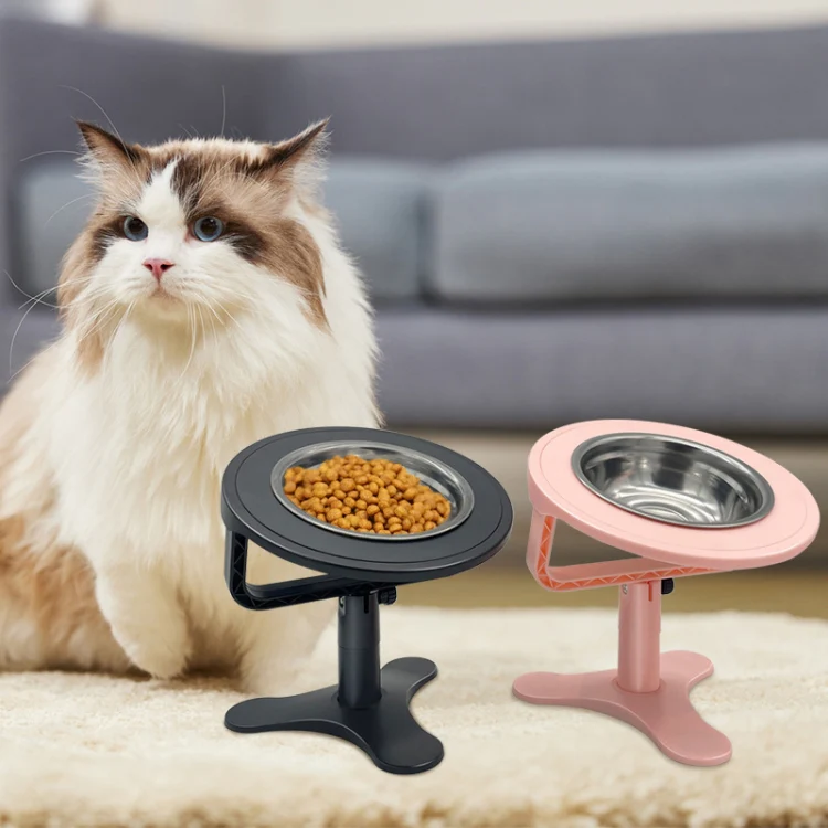 Adjustable Height Anti-Tip Pet High Stand Bowl(Pink) - Image 2