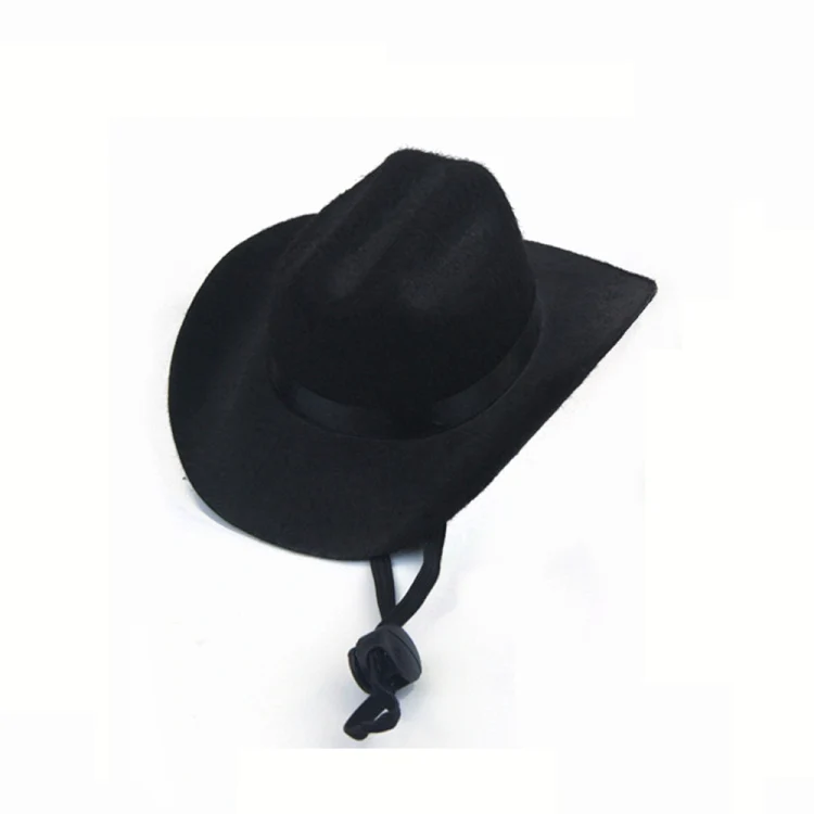 Adjustable Pet Cowboy Hat Dog Cosplay Cap Holiday Costume Party Decoration, Size: M(Black)