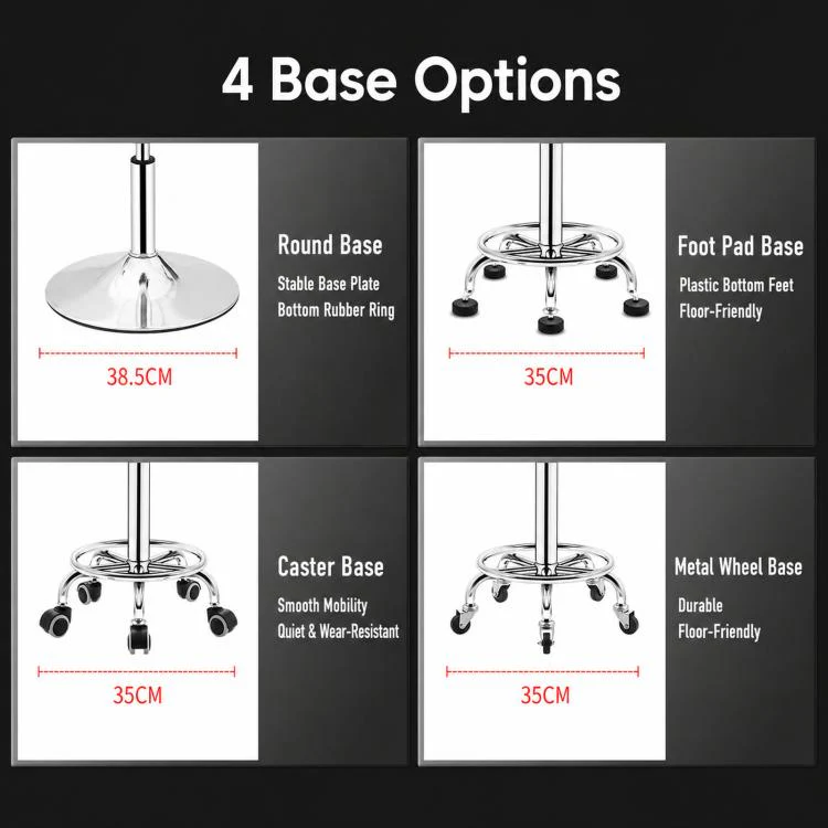 Adjustable Swivel Salon Stool Hydraulic Bar Stool With Footrest 45-57cm Bread Iron Wheels Black - Image 7