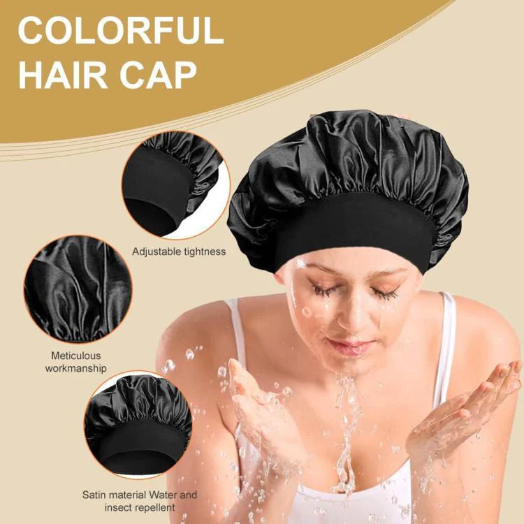 Adjustable Women Shower Cap Wide Brim Sleep Cap For Chemotherapy Hair Care(Rose Pink) - Image 6