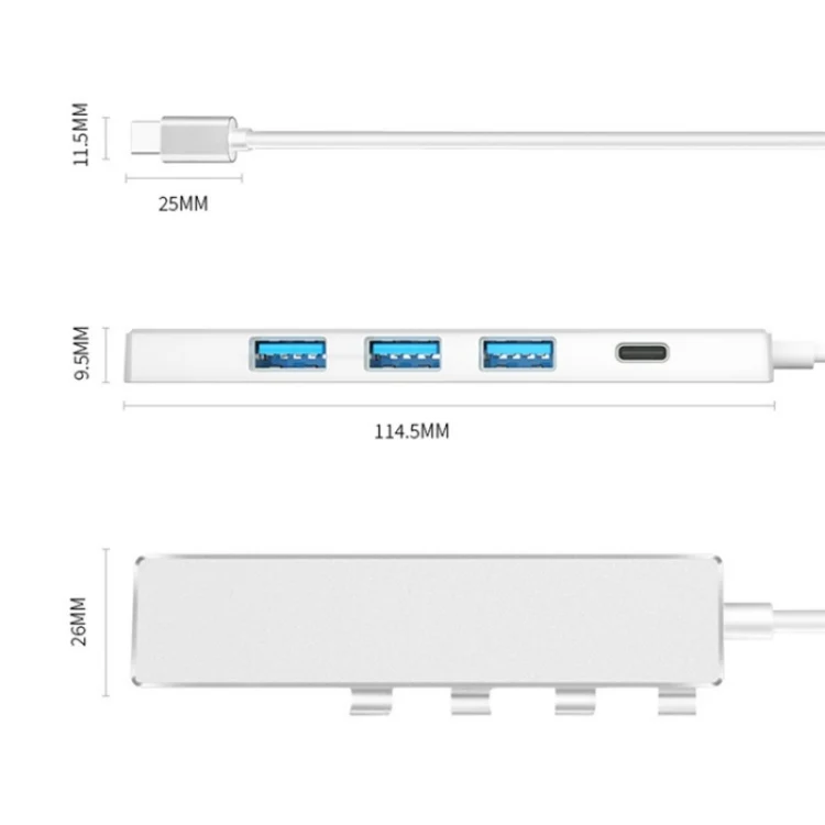 ADS-301C USB-C / Type-C to USB-C + USB 3.0 + 3 x USB 2.0 Expander HUB(Silver) - Image 6