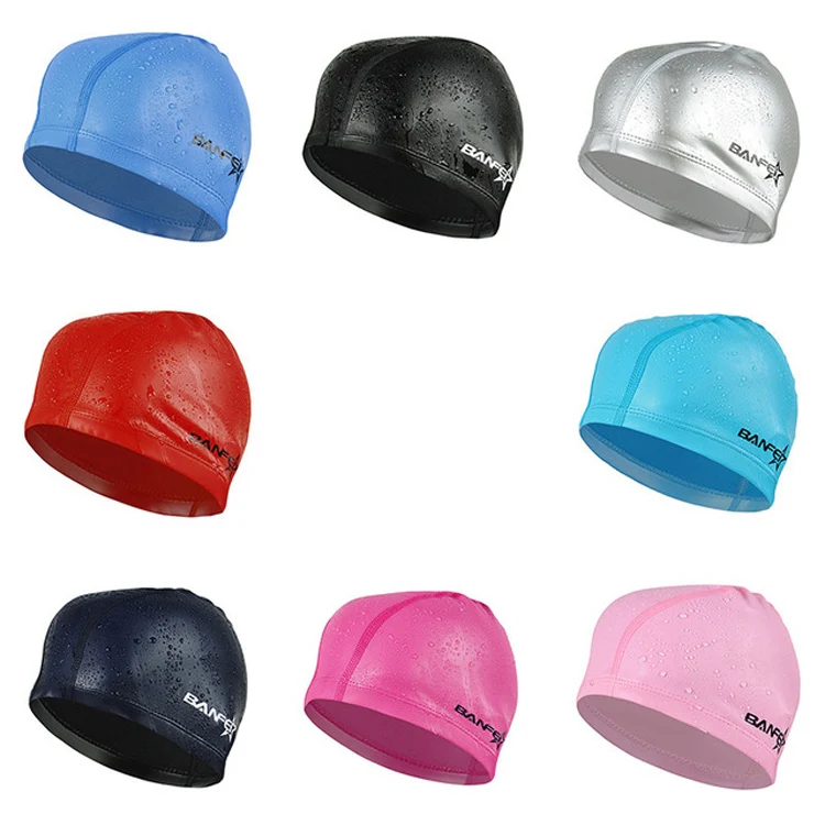 Adult Unisex PU Coated Comfortable Waterproof Swimming Cap(Black) - Image 5