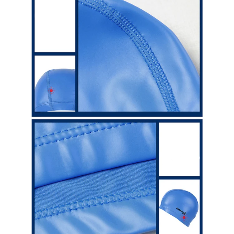 Adult Unisex PU Coated Comfortable Waterproof Swimming Cap(Royal Blue) - Image 4