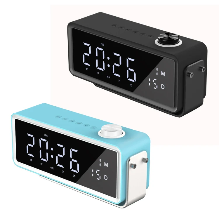 AEC K5 Mirror Alarm Clock Bluetooth Speakers with LED Light Support TF / FM(Black) - Image 2