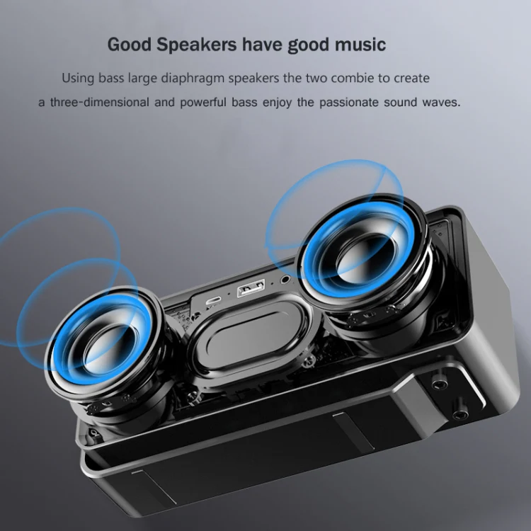 AEC K5 Mirror Alarm Clock Bluetooth Speakers with LED Light Support TF / FM(Black) - Image 6