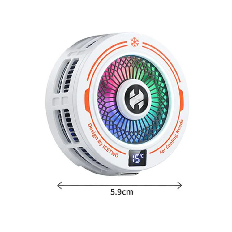 AI Mobile Phone Cooler Magnetic Semiconductor Radiator with Temperature Display & RGB Light With Clip Black - Image 8