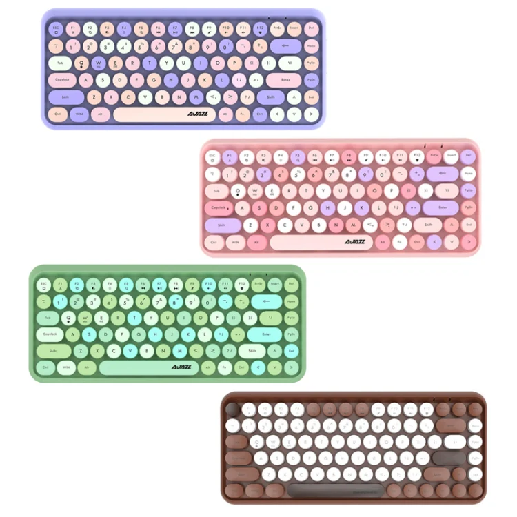 Ajazz 308I 84 Keys Tablet Computer Notebook Home Office Punk Bluetooth Keyboard(Milk Tea Color) - Image 2