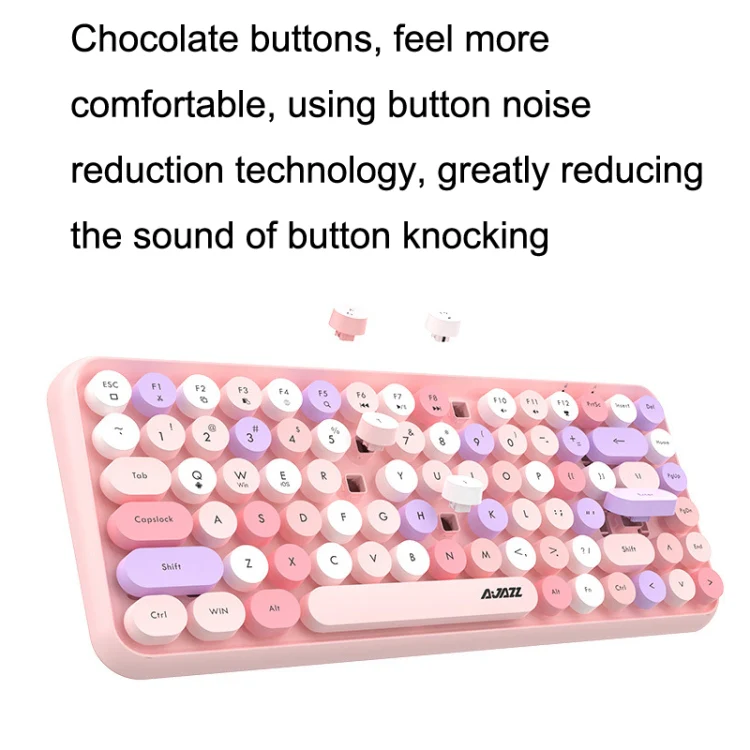 Ajazz 308I 84 Keys Tablet Computer Notebook Home Office Punk Bluetooth Keyboard(Milk Tea Color) - Image 4