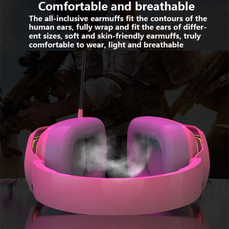 Ajazz AX368 Computer Game Audio Recognition RGB Headset 3.5mm Version (Pink) - Image 8