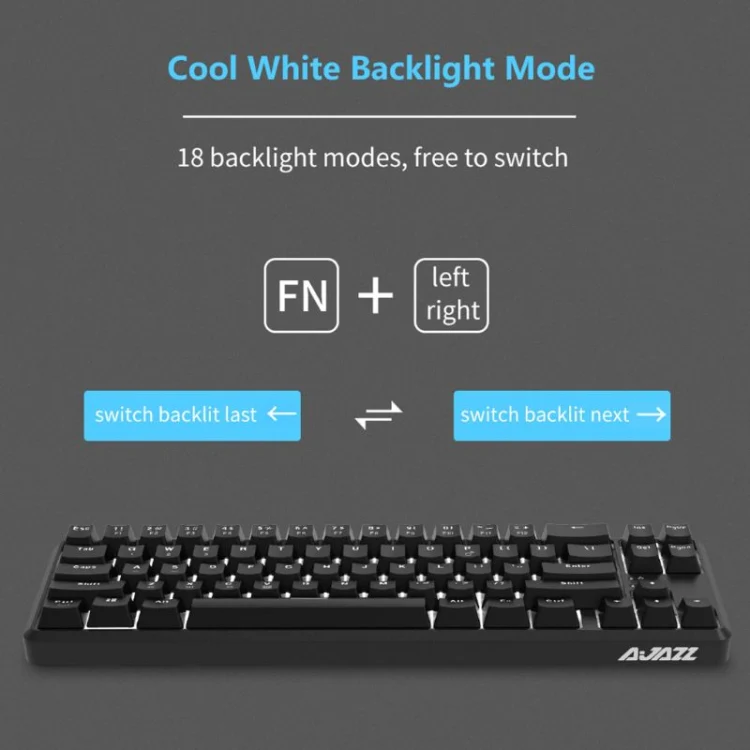 Ajazz K680T Mini USB Wired Dual-mode Charging 68-keys Laptop Bluetooth Mechanical Keyboard, Cable Length: 1.6m, Style:Green Shaft(Black) - Image 5