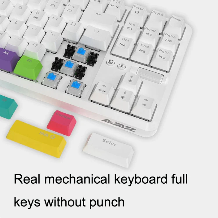 Ajazz K870T 87-Key Hot Swap Bluetooth/Wired Dual Mode RGB Backlight Office Game Mechanical Keyboard Tea Shaft (Black) - Image 9