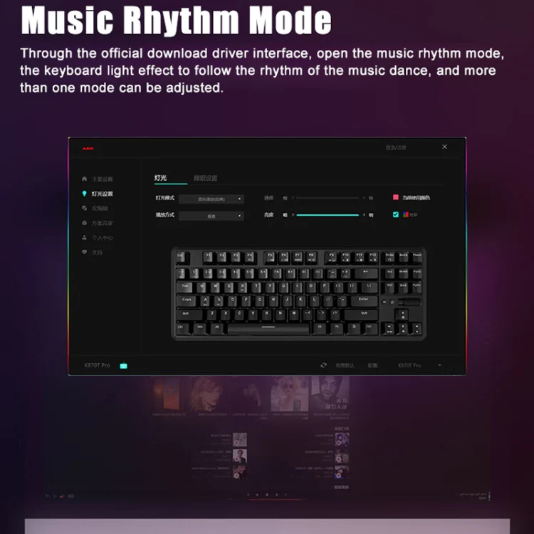 Ajazz K870T Pro 87 Keys Three Mode Wireless/Bluetooth/Wired Pluggable RGB Mechanical Keyboard Green Shaft (White) - Image 8