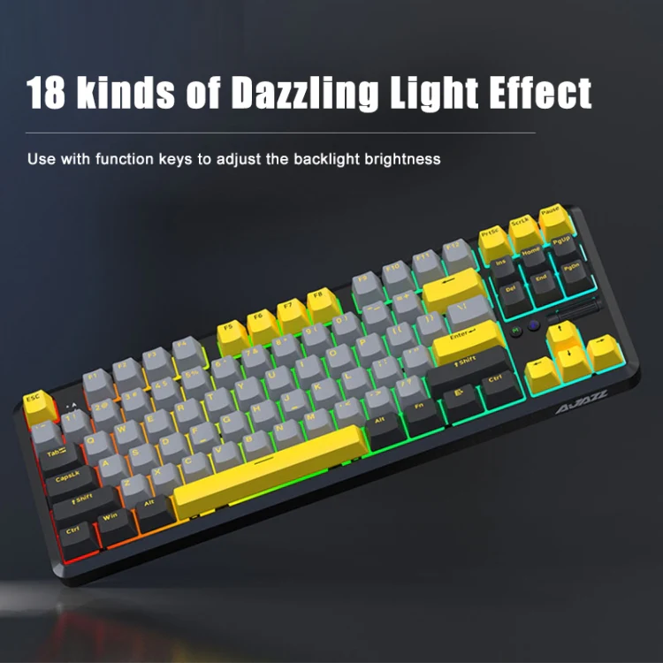 Ajazz K870T Pro 87 Keys Three Mode Wireless/Bluetooth/Wired Pluggable RGB Mechanical Keyboard Red Shaft (White) - Image 6