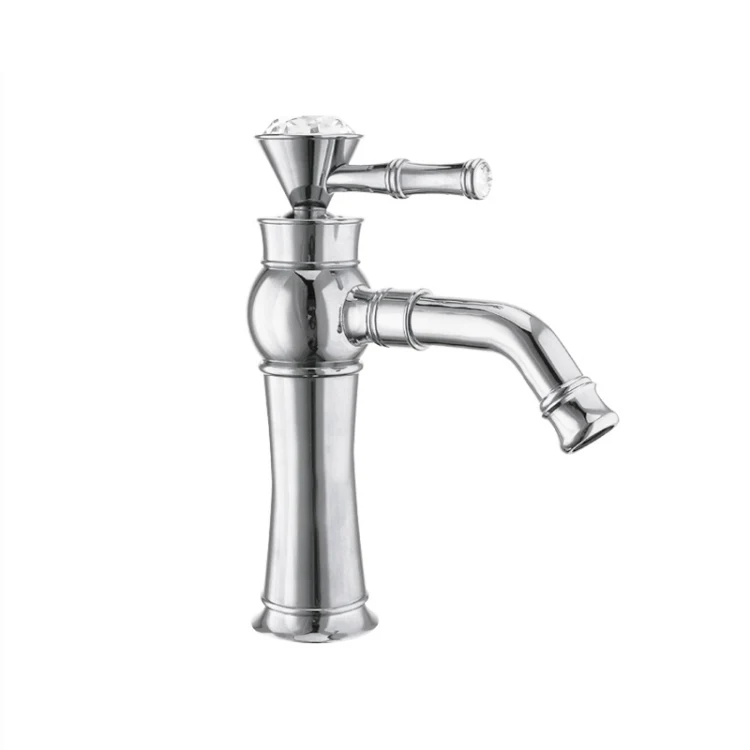 All Bronze Bathroom Basin Hot And Cold Water Faucet, Style: Electroplated Short Model - Image 2