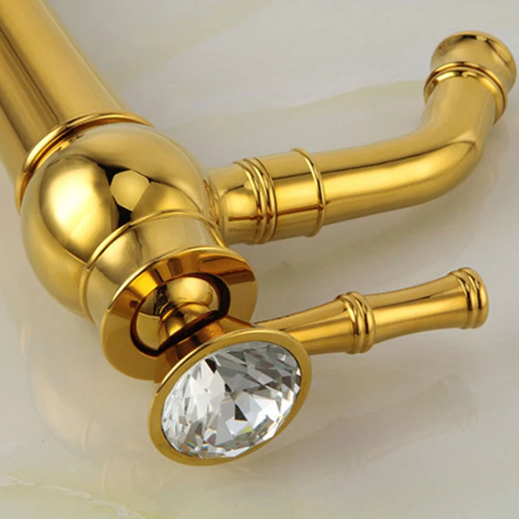 All Bronze Bathroom Basin Hot And Cold Water Faucet, Style: Electroplated Short Model - Image 3