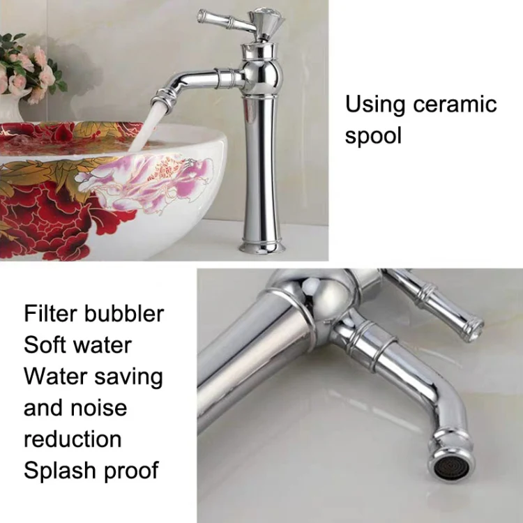 All Bronze Bathroom Basin Hot And Cold Water Faucet, Style: Gold High Model - Image 6