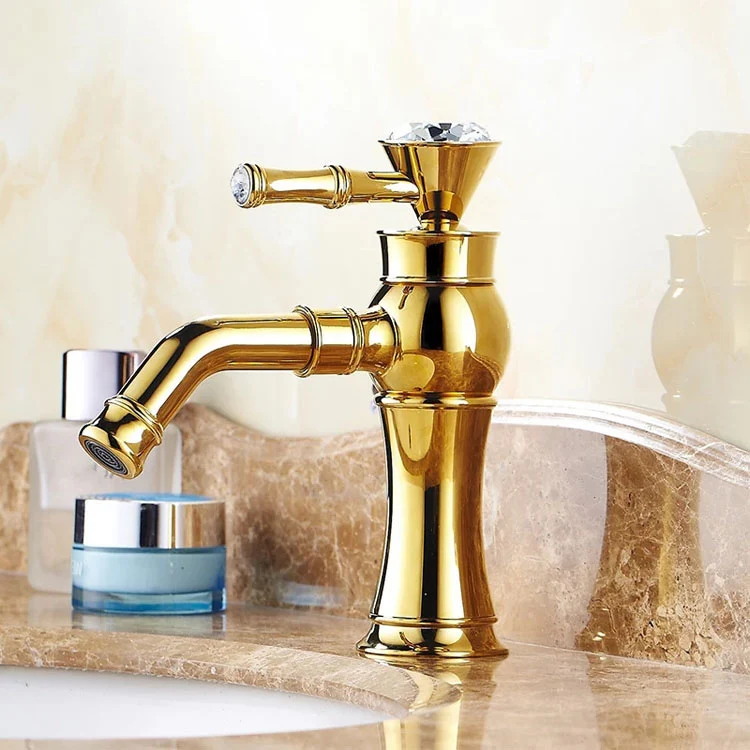All Bronze Bathroom Basin Hot And Cold Water Faucet, Style: Gold Short Model