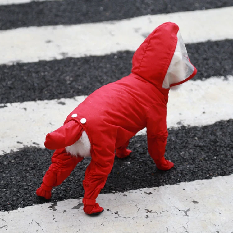 All-inclusive Pet Four-leg One-piece Outdoor Waterproof Raincoat, Size: M(Red) - Image 3