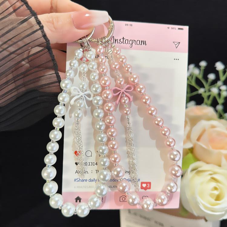Alloy Bow Tassel Pearl & Crystal Chain(Pink) - Image 6