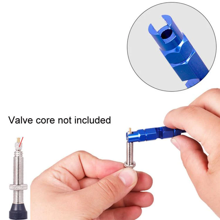 Aluminum Alloy American/French Bicycle Valve Core Removal Tool(Blue Hexagonal) - Image 3