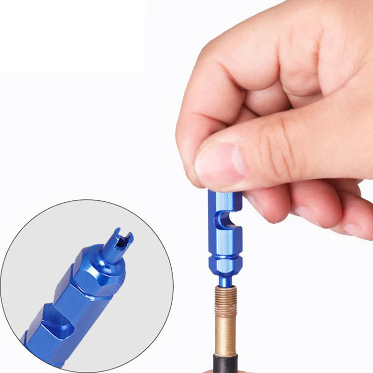Aluminum Alloy American/French Bicycle Valve Core Removal Tool(Blue Hexagonal) - Image 4