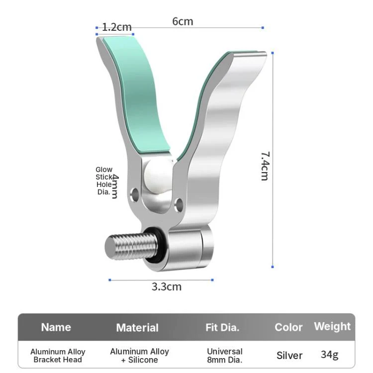 Aluminum Alloy Big Fish U Shape Rod Rest Head Rotatable Roller Fishing Pole Holder(Silver) - Image 2