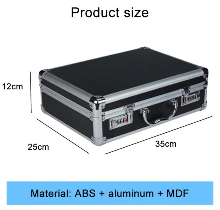 Aluminum Alloy Portable Key Lock Instrument Storage Box, Size:S(Black) - Image 2