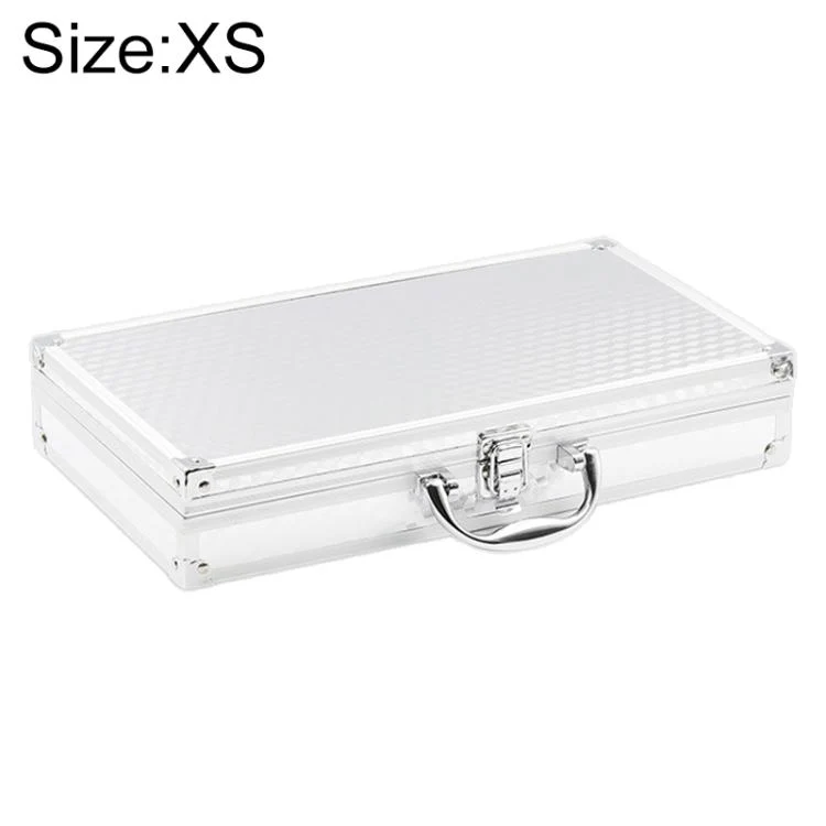 Aluminum Alloy Portable Key Lock Instrument Storage Box, Size:XS(Silver)