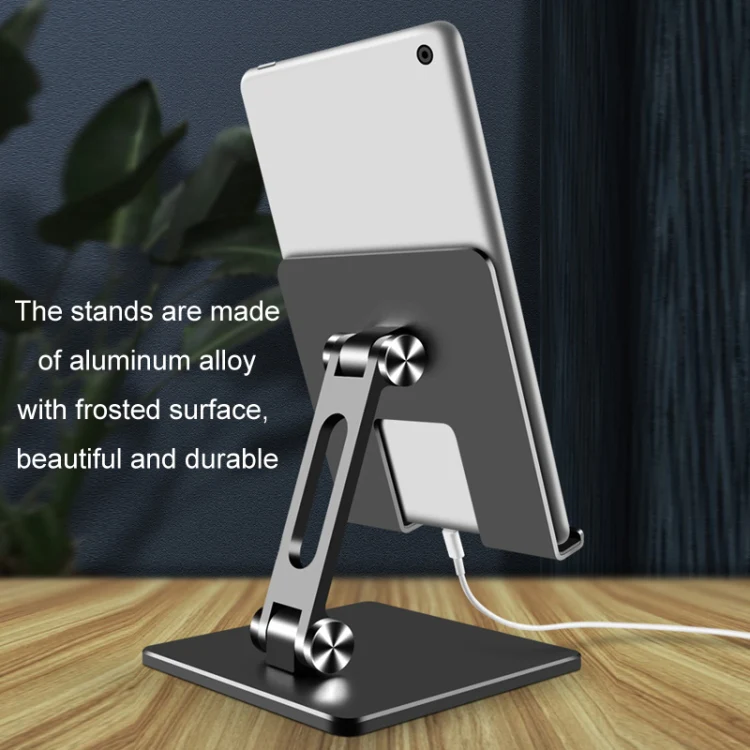 Aluminum Alloy Tablet Stand Desktop Folding Mobile Phone Stand(Silver) - Image 9