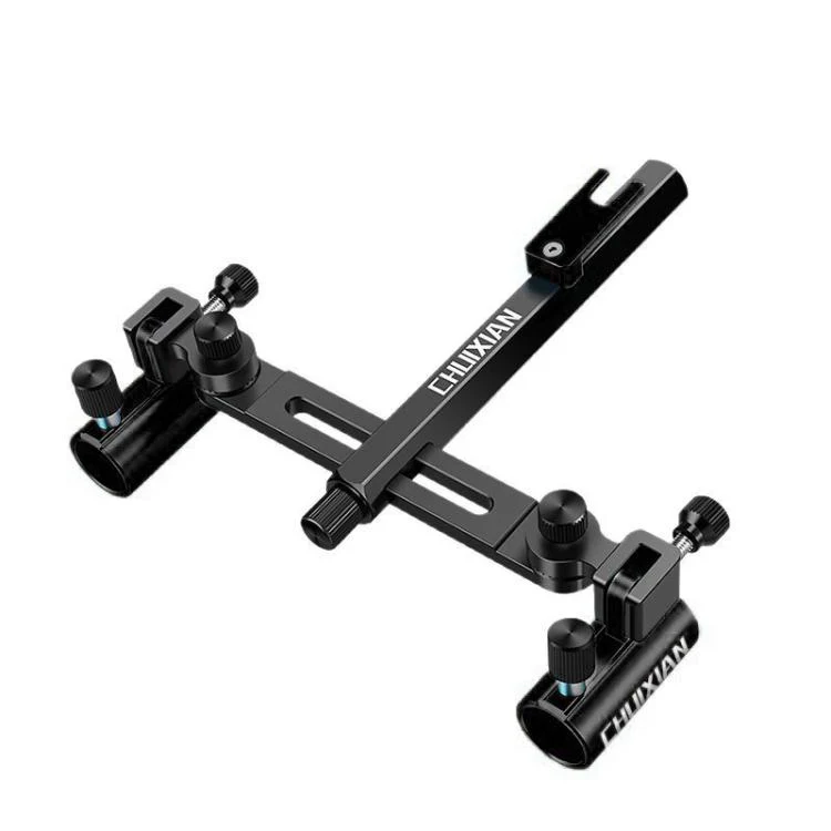 Aluminum Magnesium Alloy Dual Fishing Rod Holder 360 Adjustable Double Bracket for Fishing Box Chair(Black)