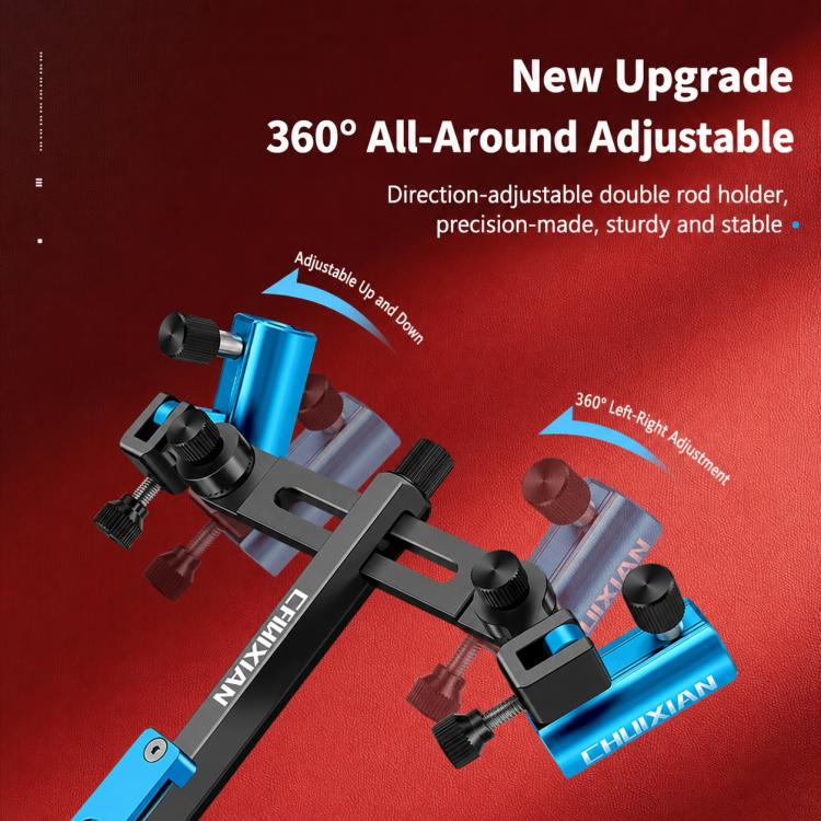 Aluminum Magnesium Alloy Dual Fishing Rod Holder 360 Adjustable Double Bracket for Fishing Box Chair(Blue) - Image 6