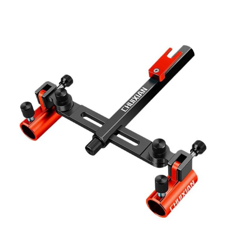Aluminum Magnesium Alloy Dual Fishing Rod Holder 360 Adjustable Double Bracket for Fishing Box Chair(Red)