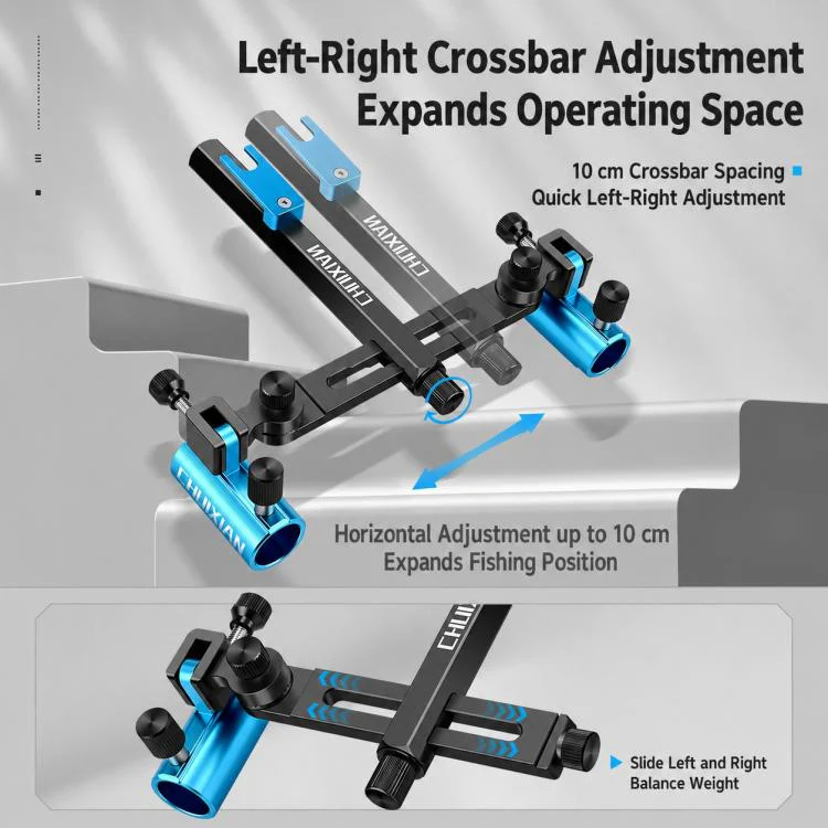 Aluminum Magnesium Alloy Dual Fishing Rod Holder 360 Adjustable Double Bracket for Fishing Box Chair(Red) - Image 5
