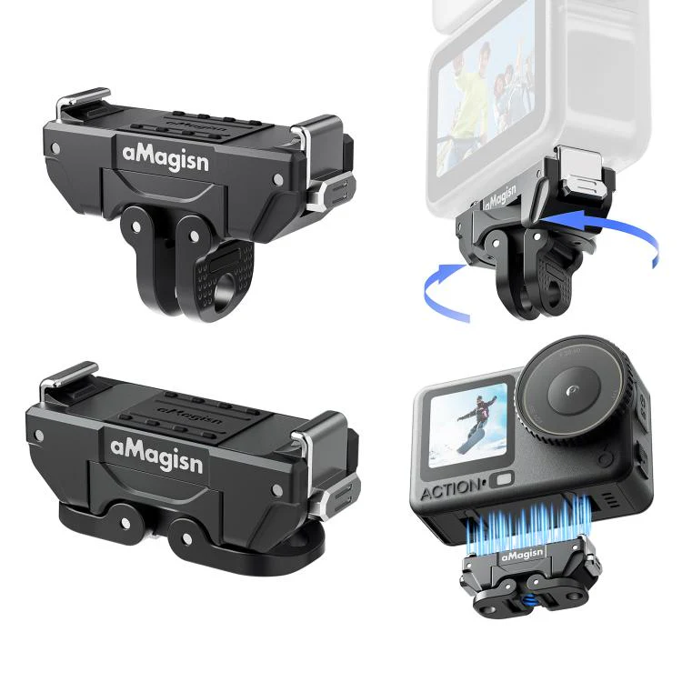 aMagisn 360-Degree Rotatable Magnetic Quick Release Mount For DJI Osmo Action 6/Nano(Black)